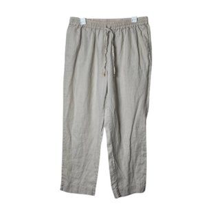 Symple NYC beige 100% linen pull on drawstring pants women's M lagenlook